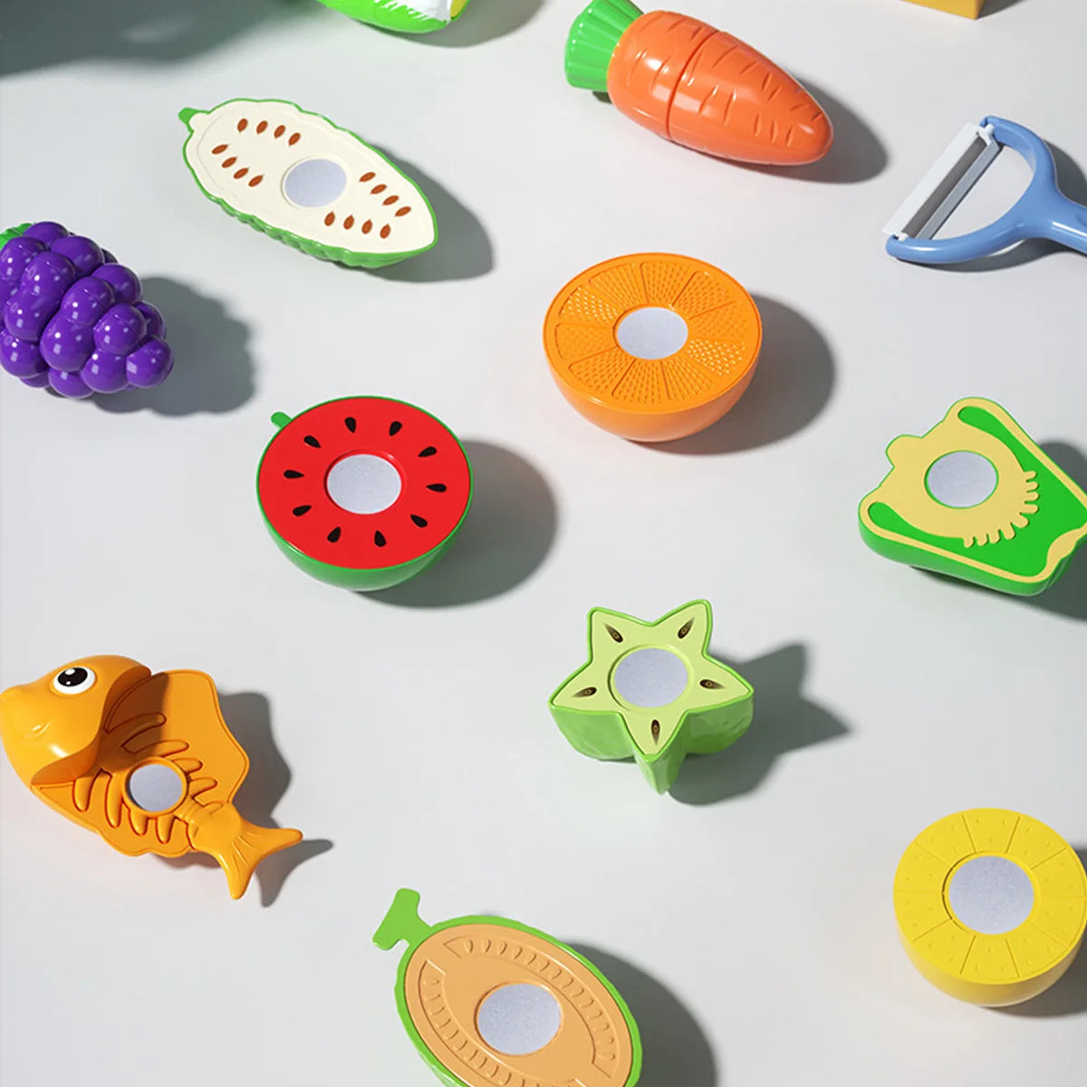 Juego de cocina, juego de cortar, juguetes de comida, cocinar frutas, verduras y alimentos rápidos para niños pequeños y bebés, regalo educativo para niñas y niños