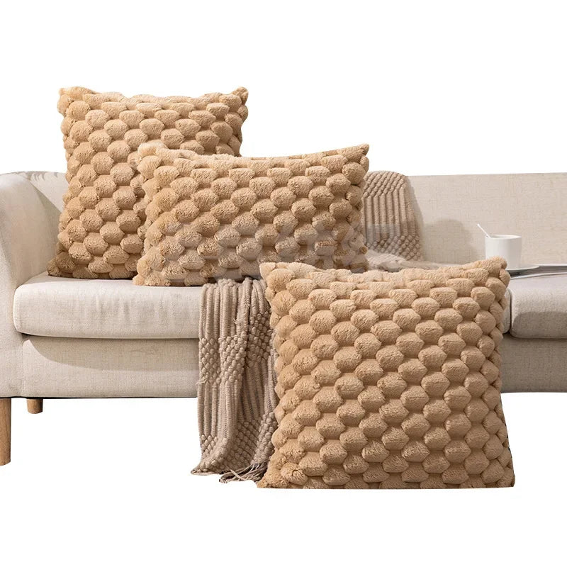 Funda de almohada tejida de terciopelo con copos de nieve, funda de almohada de Color sólido, funda de cojín de cintura suave y cómoda para sala de estar, sofá, decoración del hogar