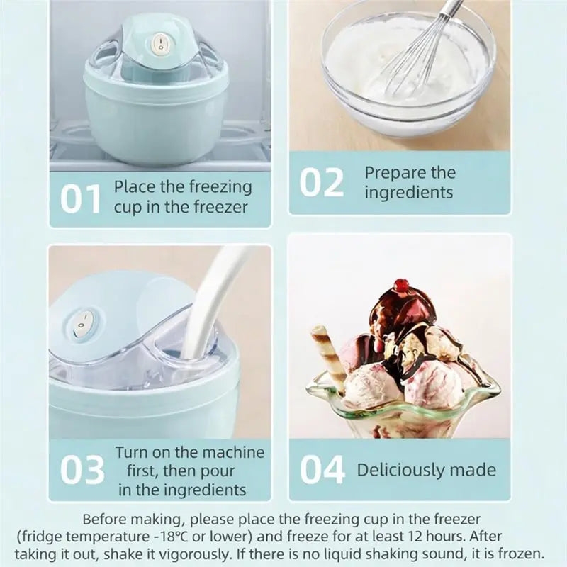 AT28-Mini máquina para hacer helados, máquina para hacer postres personal, máquina compacta para hacer helados con un solo toque