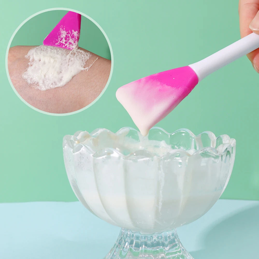Cepillo para mascarilla Facial de doble cabezal, aplicador de silicona, cuchara, espátula, palo agitador, cuidado de limpieza Facial de la piel, herramientas de maquillaje para el hogar
