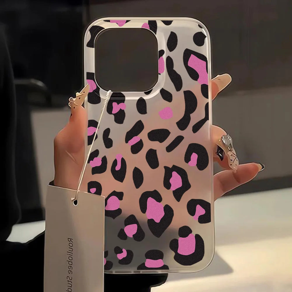 Funda mate de flores para iPhone 17, Fundas para iPhone 17 Air 16 Pro Max 12 14 11 13 15 Fundas, funda suave a prueba de golpes, parachoques de teléfono de leopardo