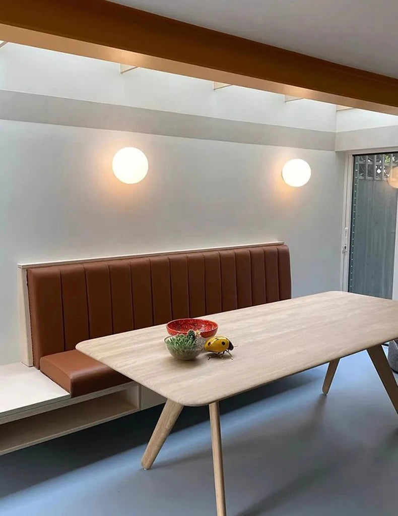 Lámpara de bola de cristal, lámparas de pared de cristal blanco lechoso modernas para dormitorio, sala de estar, sofá, fondo, Base oculta, luz de pared para baño