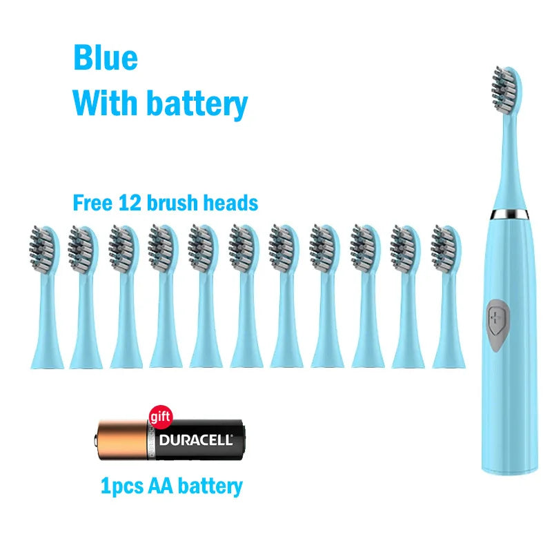 Cepillo de dientes eléctrico para adultos, cerdas suaves DuPont, batería portátil, IPX7, resistente al agua, inteligente, eficaz, cuidado bucal