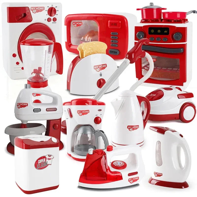 Electrodomésticos de cocina, juguetes, juego de cocina para niños, juego de cocina, accesorios para casa de muñecas, licuadora, cafetera, máquina mezcladora, tostadora