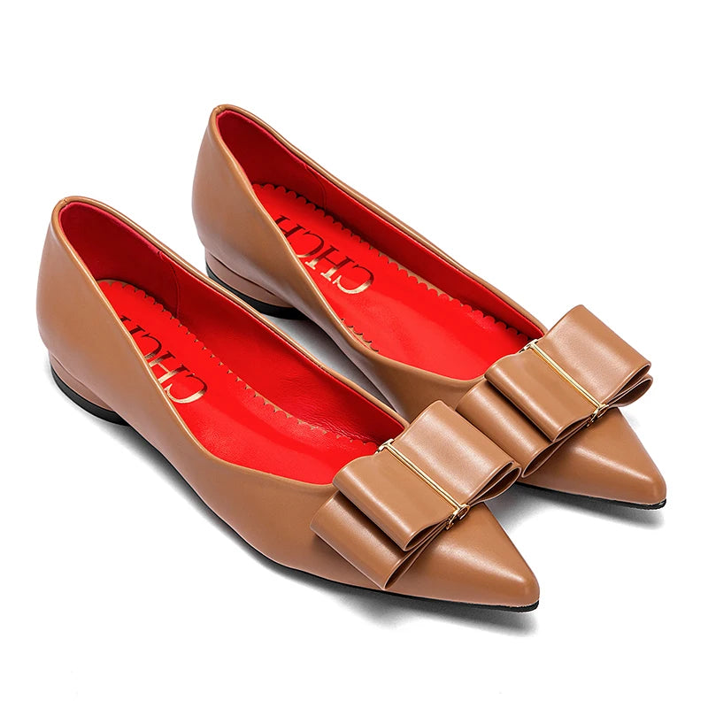 CHCH Zapatos planos para mujer Nuevos zapatos de negocios con lazo puntiagudo negro Zapatos cómodos para ir al trabajo para mujer