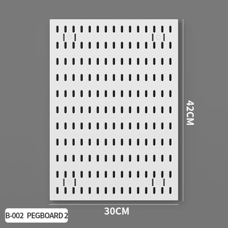 Kit organizador de pared combinado con tablero perforado DIY: paneles colgantes modulares, instalación sin perforaciones, ideal para exhibición de pared de habitaciones artesanales