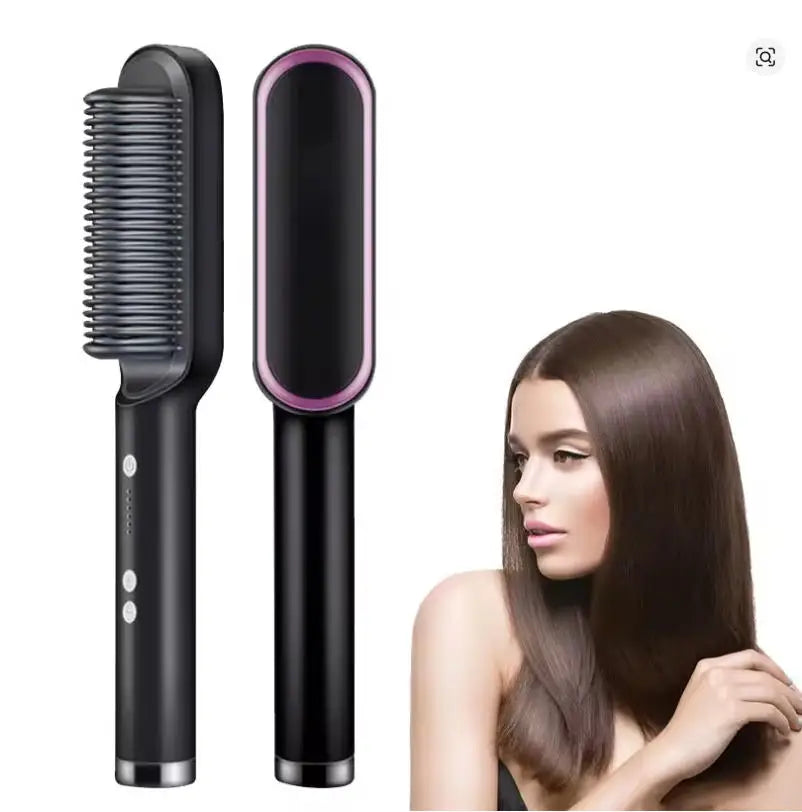Plancha de Pelo Profesional de Calentamiento Rápido, Peine Eléctrico Caliente para Rizar el Cabello, Cepillo Multifuncional para Peinado y Cuidado Personal