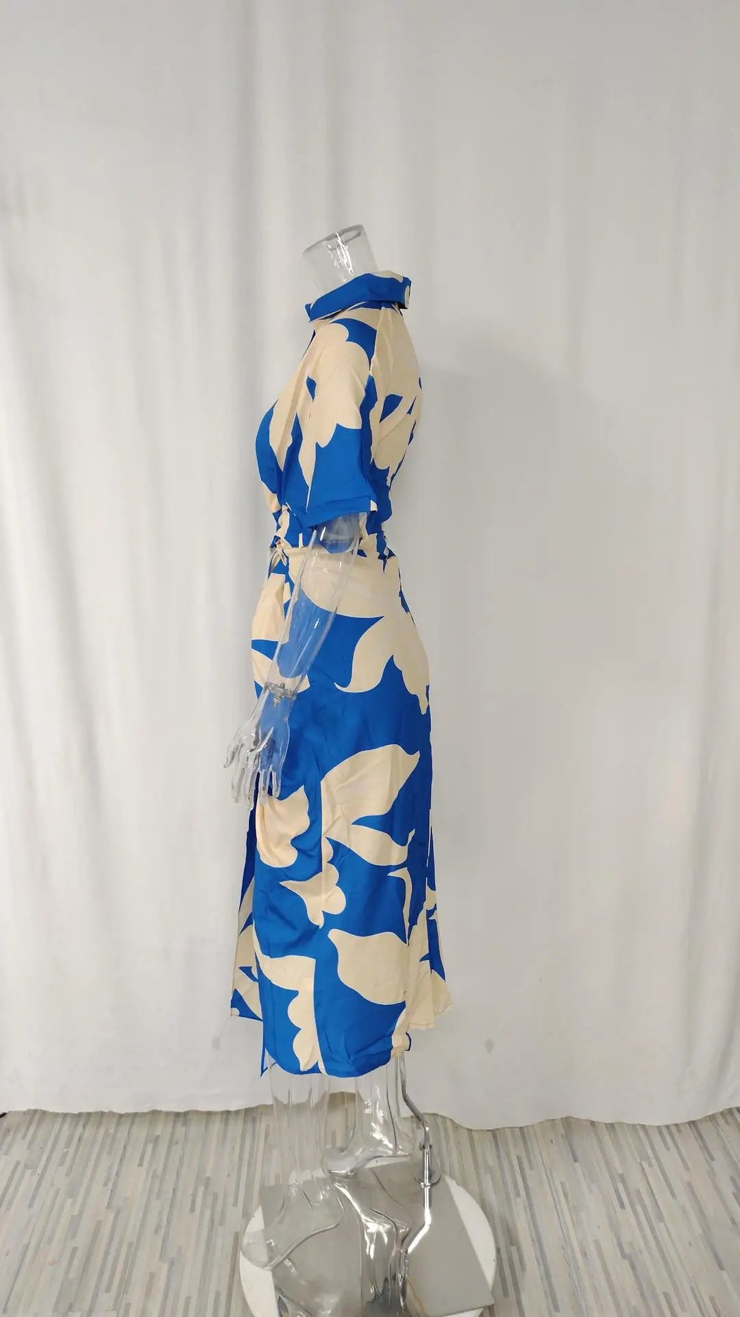 Vestidos Elegantes para Mujer 2026: Vestido de Mujer con Estampado Irregular, Cuello Solapa, Ajuste Delgado y Contraste, Ideal para el Trabajo y con un Toque de Temperamento.