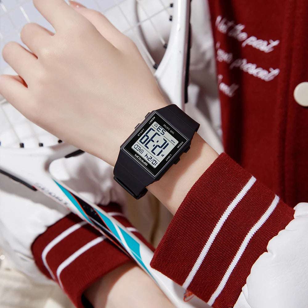 Relojes de Moda SANDA para Mujer, Reloj Deportivo con Correa de Silicona, Resistente al Agua 3ATM, Pantalla LED Digital, Regalo para Mujer