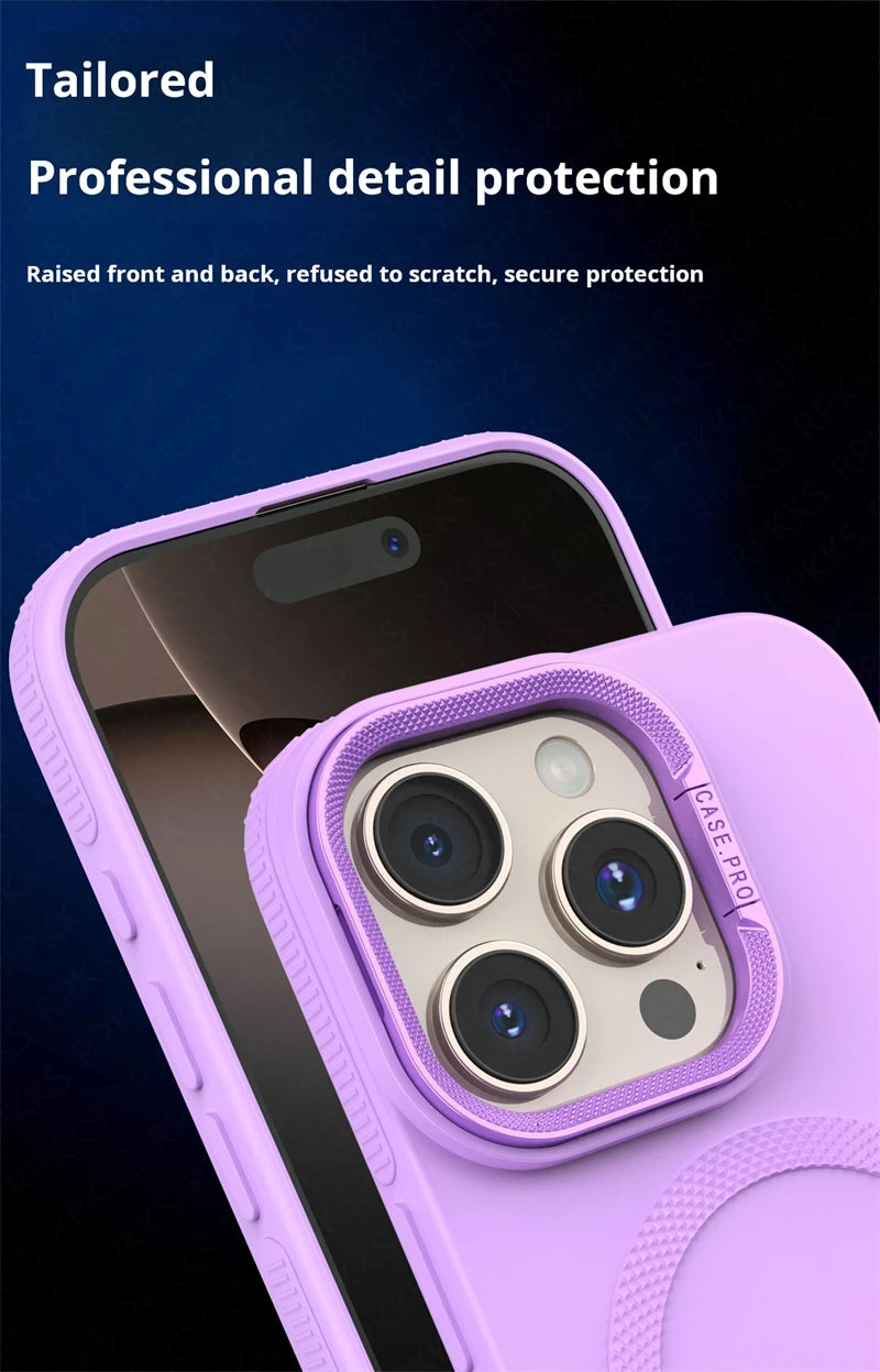 Soporte de marco de lente para funda de teléfono de carga Magsafe para iPhone 16 15 14 13 12 11 Pro Max cubierta de silicona suave dorada magnética del desierto