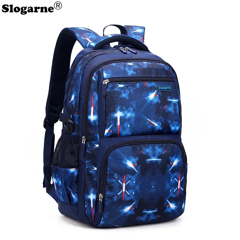 Nuevo conjunto de 3 uds de mochilas para niños, bolso escolar con patrón de cielo estrellado para estudiantes, bolso escolar impermeable con bolsa de almuerzo, estuche para lápices