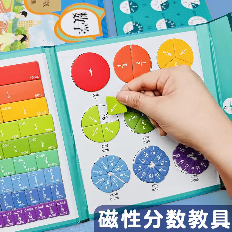 Rompecabezas Magnéticos de Fracciones para el Dominio de la Matemática, Aprendizaje Montessori con Divertidos Auxiliares de Enseñanza Aritmética, Material Educativo Cognitivo