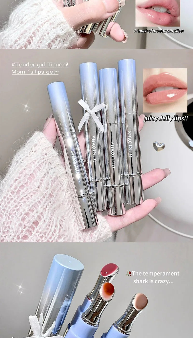 Brillo Labial con Esencia Acuosa de Espejo, Larga Duración, No Pegajoso, Voluminizador, Brillo Labial Líquido, Esmalte Labial en Gel, Maquillaje Hidratante, Tinte Labial
