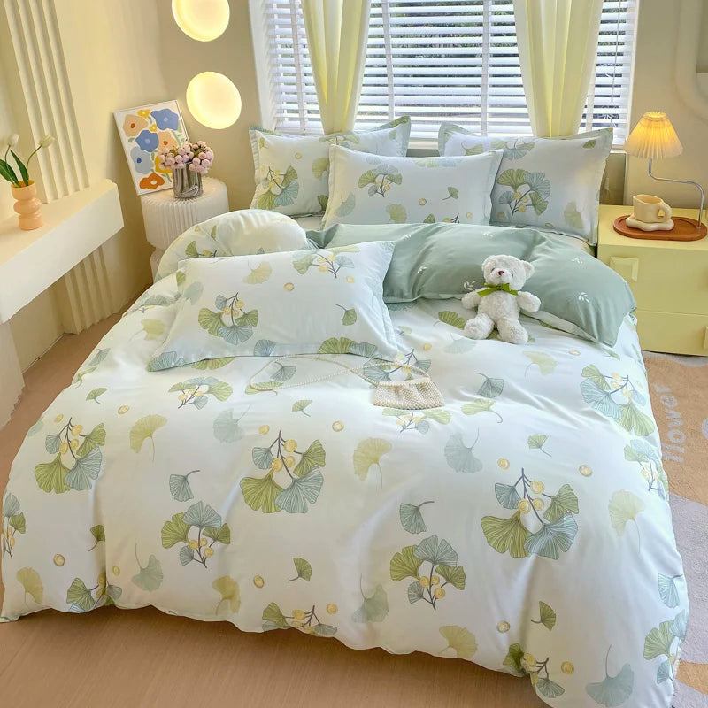 Funda nórdica 100% de algodón, 1 pieza, estampado de flores con cremallera, funda de edredón, manta tamaño King, sin funda de almohada