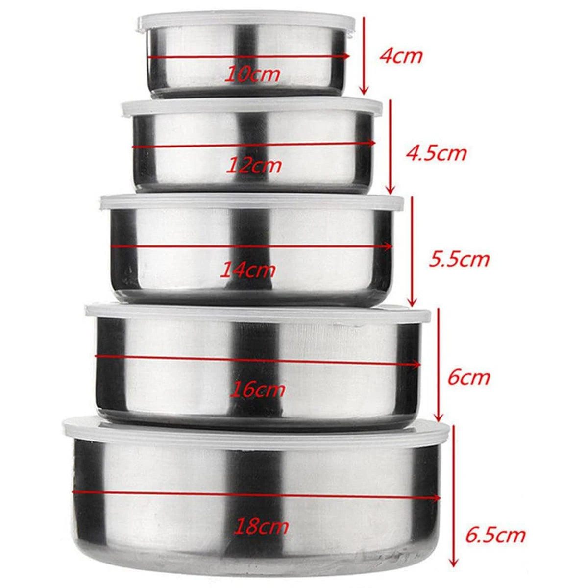 Juego de cuencos para mezclar con tapas herméticas, juego de cuencos anidados de acero inoxidable, almacenamiento de cocina, contenedores de alimentos, cubertería, 5 uds.