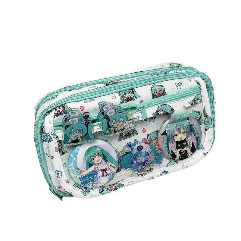 Estuche de Lápices con Diseño de Dibujos Animados para Estudiantes, Estuche de Almacenamiento de Papelería Kawaii, Bolsa de Lápices de Anime Hatsune Miku, Accesorios Escolares, Regalos