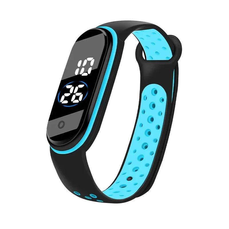 Reloj deportivo resistente al agua para niños, reloj Digital LED con pantalla táctil inteligente, correa de silicona de dos tonos, reloj para hombres y mujeres, reloj para estudiantes