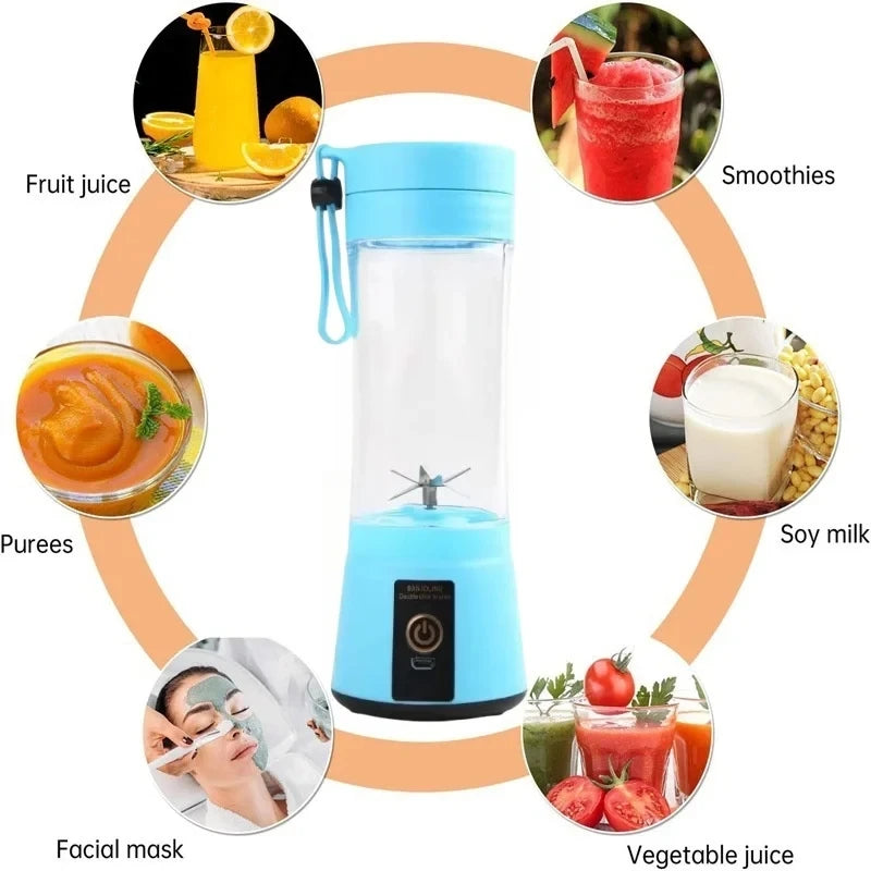 Licuadora de jugos doméstica de 380 ml, mini licuadora eléctrica, licuadora de batidos recargable por USB, licuadora portátil, electrodomésticos para el hogar