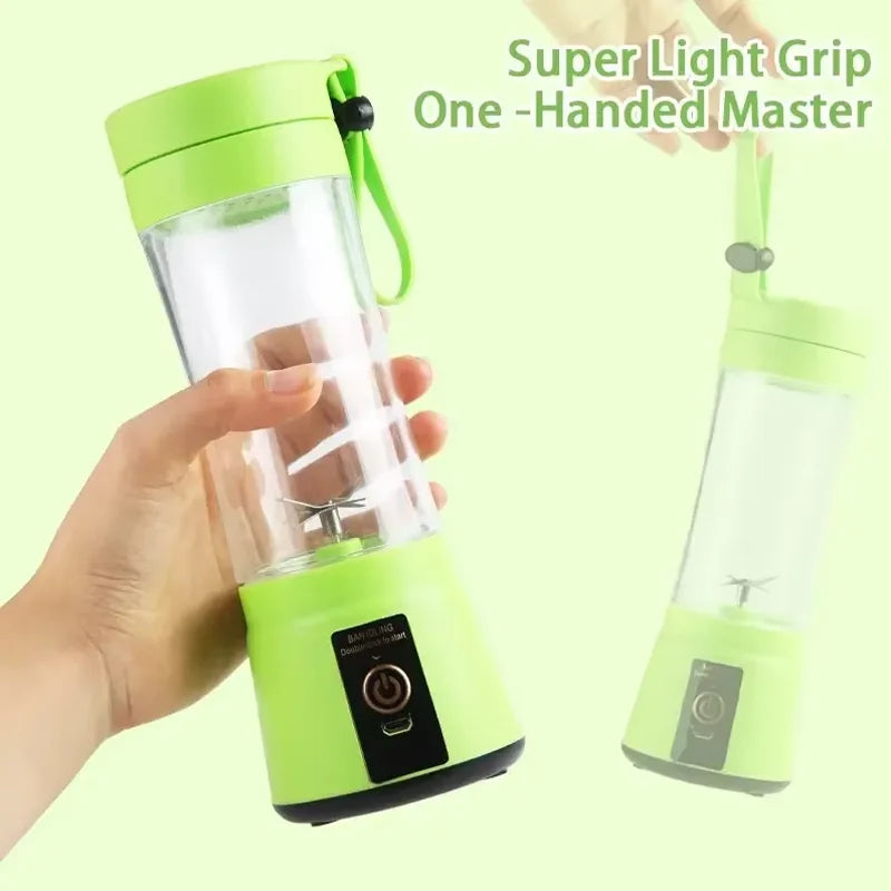Licuadora de Jugos Doméstica de 380ml, Mini Licuadora Eléctrica Recargable por USB, Mezcladora de Batidos, Licuadora Portátil para Picnic al Aire Libre