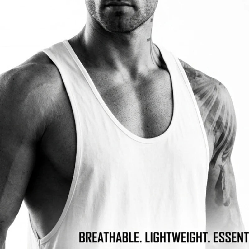 Camiseta sin Mangas de Algodón para Hombre, Cuello Cuadrado, para Gimnasio, Ejercicio, Transpirable, Cómoda, Informal, Deportiva, para Verano