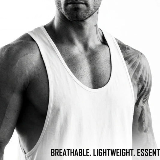 Camiseta sin Mangas de Algodón para Hombre, Cuello Cuadrado, para Gimnasio, Ejercicio, Transpirable, Cómoda, Informal, Deportiva, para Verano