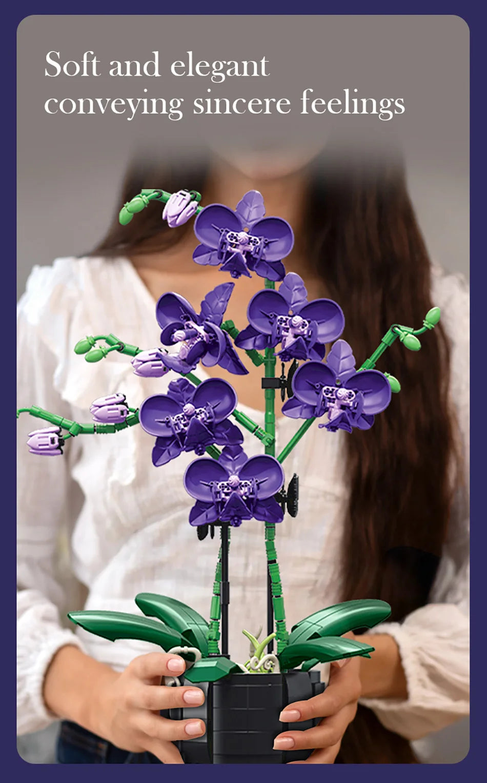 Orquídea creativa Cymbidium flores eternas planta en maceta bloques de construcción simulación Phalaenopsis DIY ladrillos juguetes regalo de San Valentín