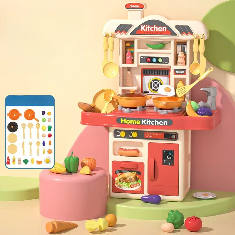 Juguete de Cocina de Simulación para Niños, Mesa de Cocina con Sonido, Utensilios de Cocina para Niñas, Juego de Juguetes Educativos para Cocinar