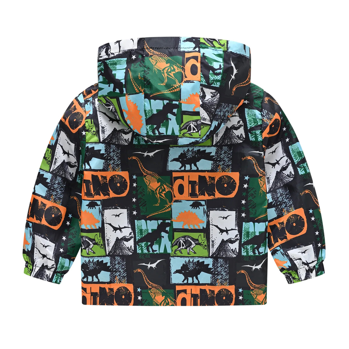 Chaqueta impermeable con capucha para niños y niñas, cortavientos con cremallera y estampado de dinosaurio de dibujos animados, a la moda, novedad