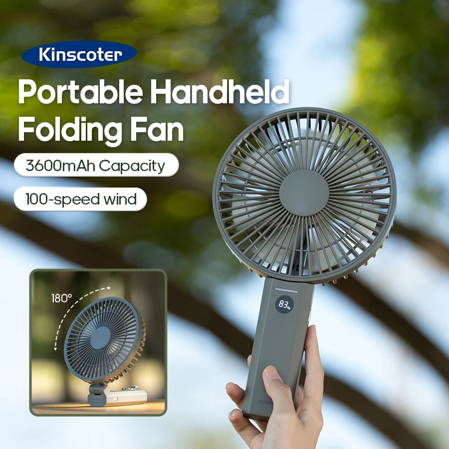 Nuevo Ventilador Portátil Plegable de Mano, Ventilador Recargable de Escritorio de 3600 mAh, 100 Velocidades, Ángulo de Viento Ajustable, para el Hogar, Viajes al Aire Libre