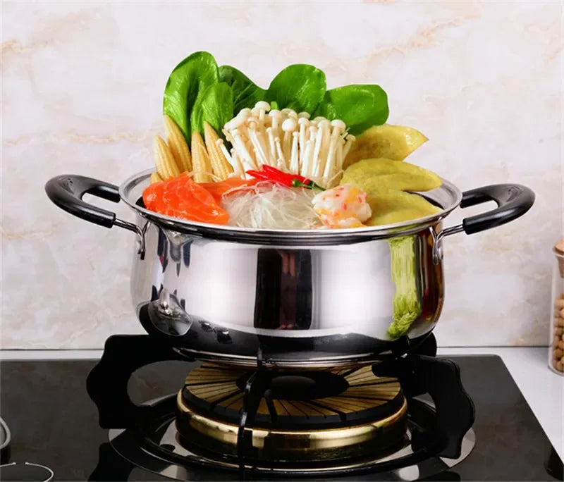 Olla de acero inoxidable, olla para sopa de doble fondo, cocina no magnética, utensilios de cocina multiusos, sartén antiadherente, Cocina de Inducción, olla usada