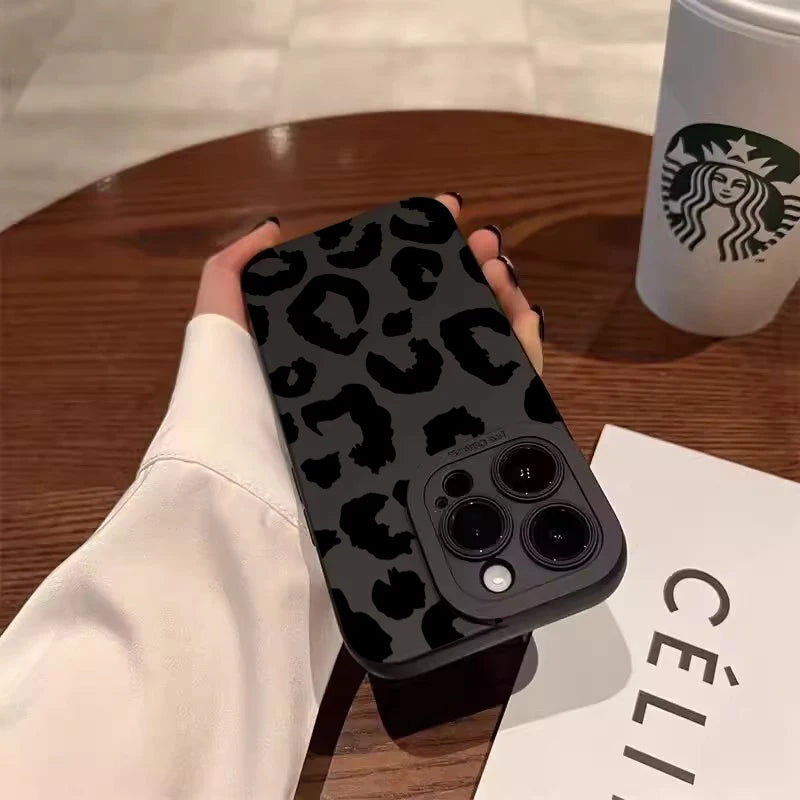 Funda protectora de teléfono con diseño de leopardo para iPhone 16, fundas para iPhone 17 Air 15 14 13 12 11 Pro Max 16E XS XR X 7 8 Plus