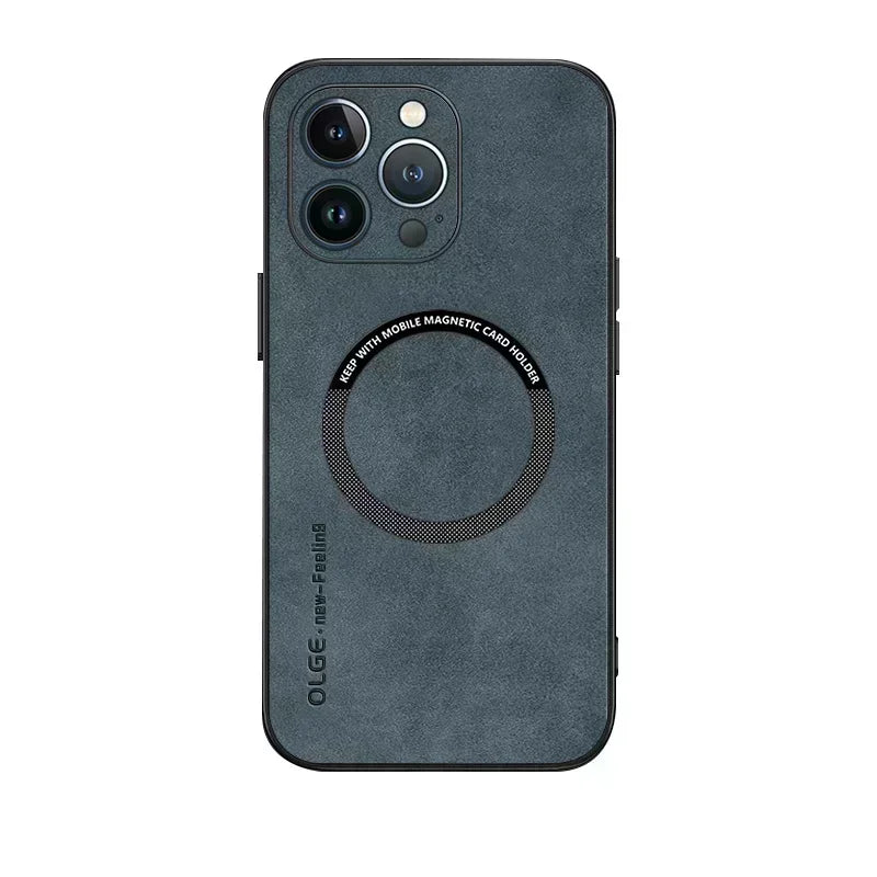 Para Magsafe fundas de teléfono de cuero de lujo a prueba de golpes para iPhone 17 16 15 14 13 12 11 Pro Max Plus cubierta de carga inalámbrica magnética