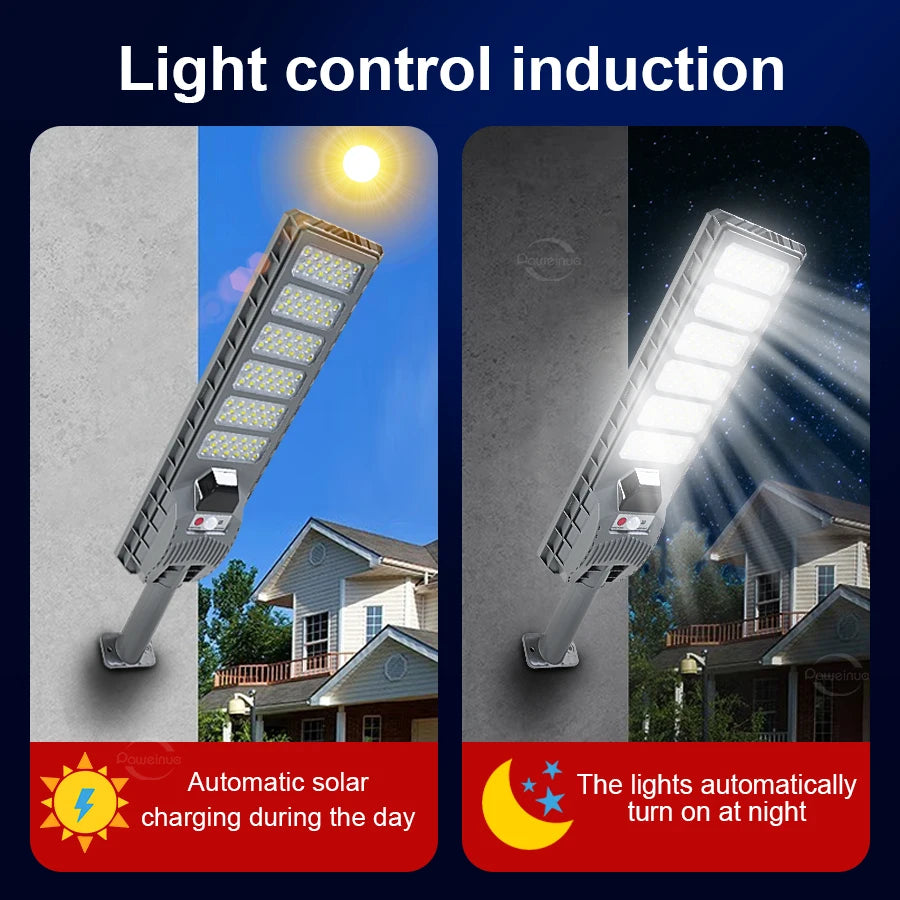 Luz Solar grande de 600W y 20000LM para exteriores, lámpara Solar con Sensor de movimiento y Control remoto, lámpara impermeable para pared de calle y patio
