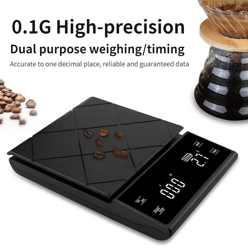 Báscula electrónica de café inteligente, báscula LCD con sincronización Digital de alta precisión, balanza de café de 3kg/0,1g, báscula de peso para medir para Cocina
