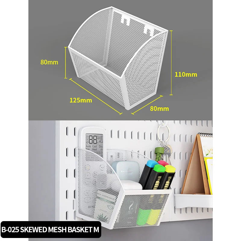 Kit organizador de pared combinado con tablero perforado DIY: paneles colgantes modulares, instalación sin perforaciones, ideal para exhibición de pared de habitaciones artesanales