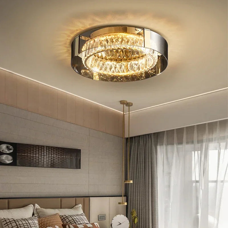 Luces de techo de cristal, luces LED, candelabro de techo moderno, lámparas regulables de lujo, decoración de habitación, Plafonnier, decoración del hogar para dormitorio
