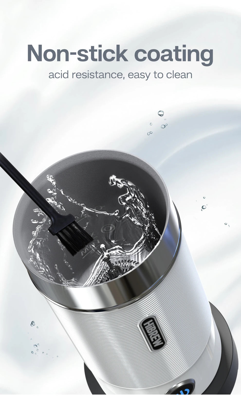 HiBREW Espumador de leche Espumador Mezclador de chocolate Latte frío/caliente Capuchino Calentador de leche completamente automático Cool Touch M1A