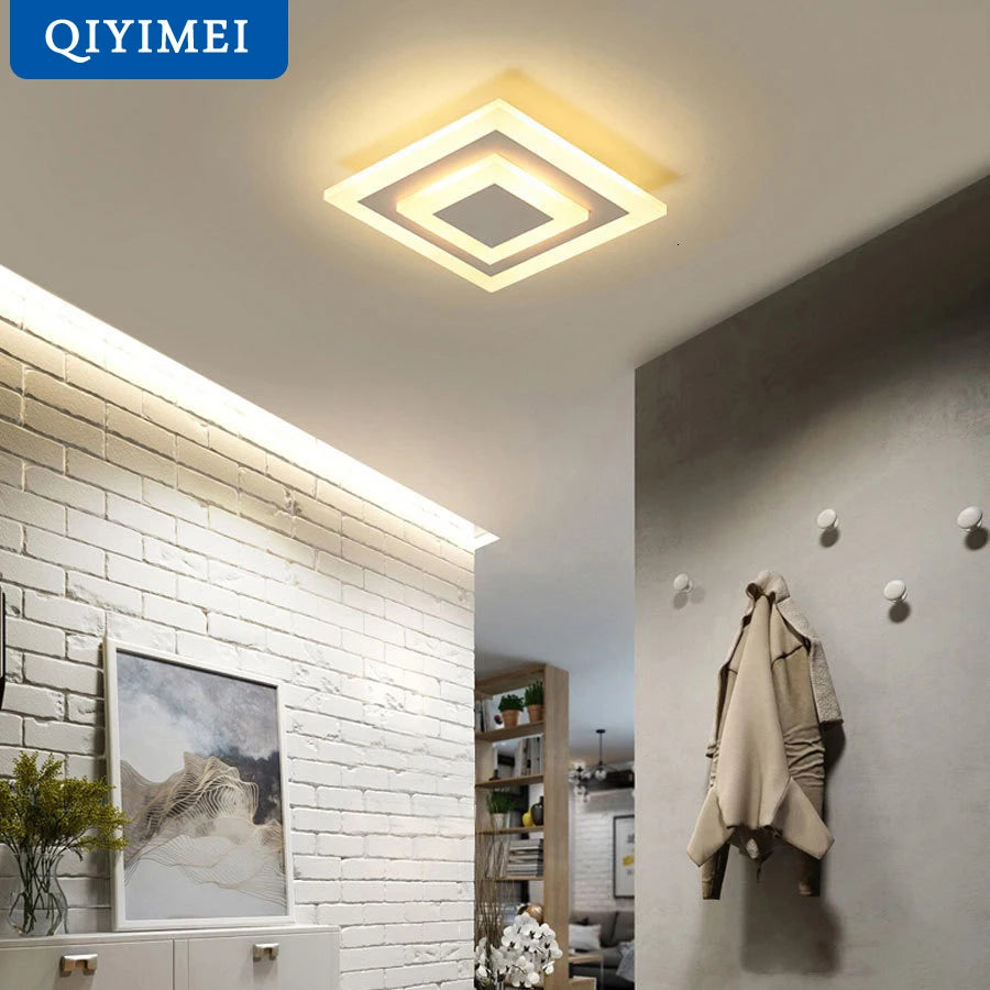 Luz de techo LED moderna para lámparas de pasillo, baño, sala de estar, balcón, iluminación cuadrada redonda, accesorios decorativos para el hogar, envío directo
