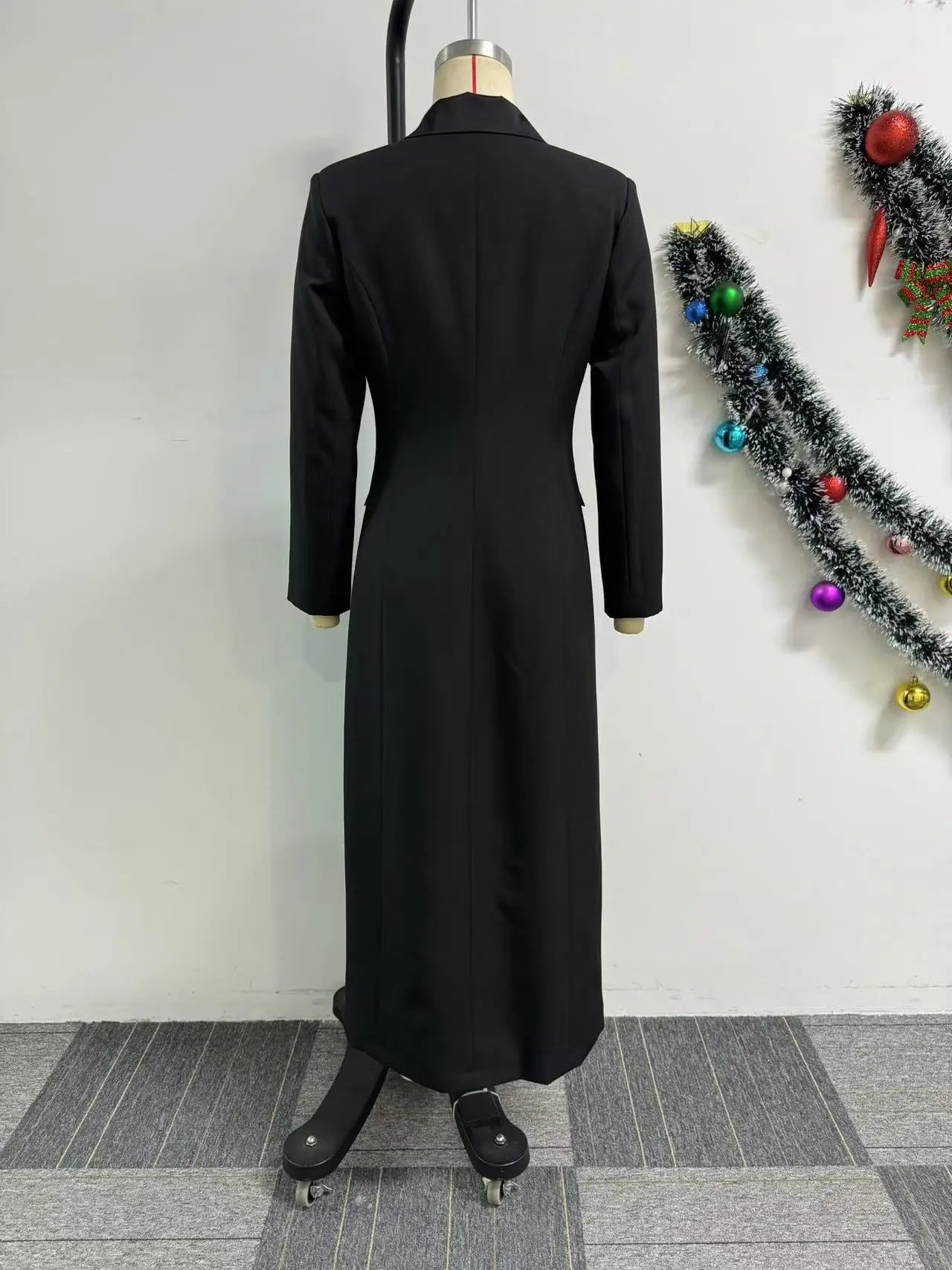 CM.YAYA moda mujer OL trabajo doble botonadura con muescas manga larga Maxi vestido primavera Sexy noche elegante fiesta calle vestidos largos