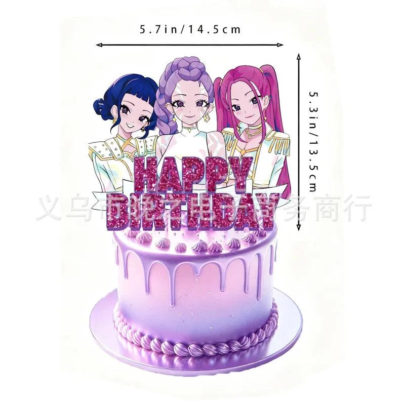 Set de Globos de Aluminio K-Pop para Grupo de Chicas, Números del 1 al 9 y Globos de Estrellas Púrpuras, Adornos para Pastel para Fiestas de Cumpleaños y Accesorios para Fotos