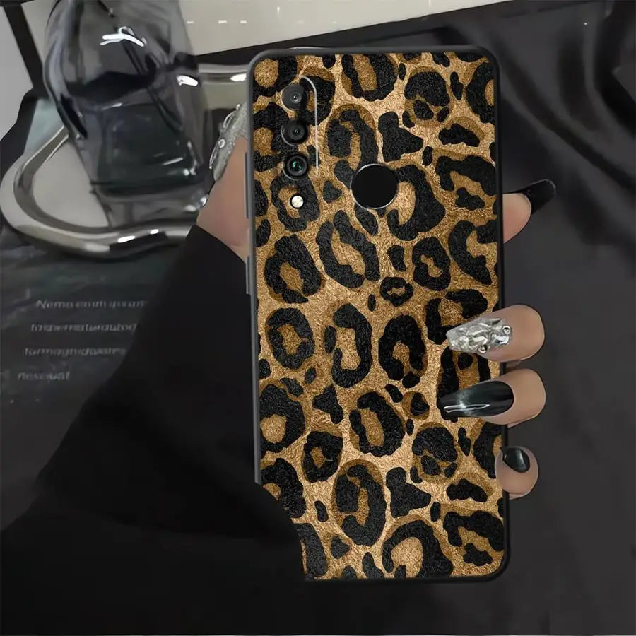 Funda de teléfono para Huawei P30 P20 Pro P20 P40 Lite P20 Lite 2018 P Smart 2019 funda suave patrón de estampado de leopardo de dibujos animados
