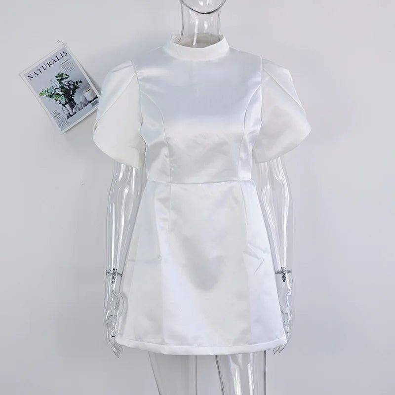Minivestido elegante con lazo blanco para mujer, vestidos cortos de lujo, vestidos informales negros y rojos para fiesta de noche, cumpleaños y verano