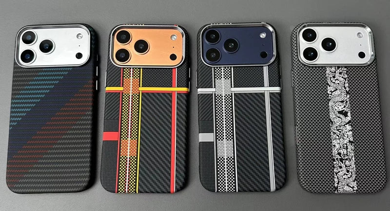 Funda Magnética con Textura de Fibra de Carbono para iPhone 17, 17 Pro Max, 16 Pro, 15, 14, 13, Ultrafina, con Lente de Aleación, Carga Inalámbrica, Carcasa Rígida