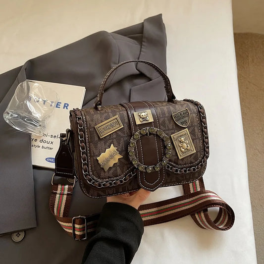 Bolso de Mano de Lujo para Mujer, con Bordado Intenso, de Hombro Único, Pequeño y Cuadrado, con Correa Ancha, Estilo Bandolera, Moderno para Uso Diario