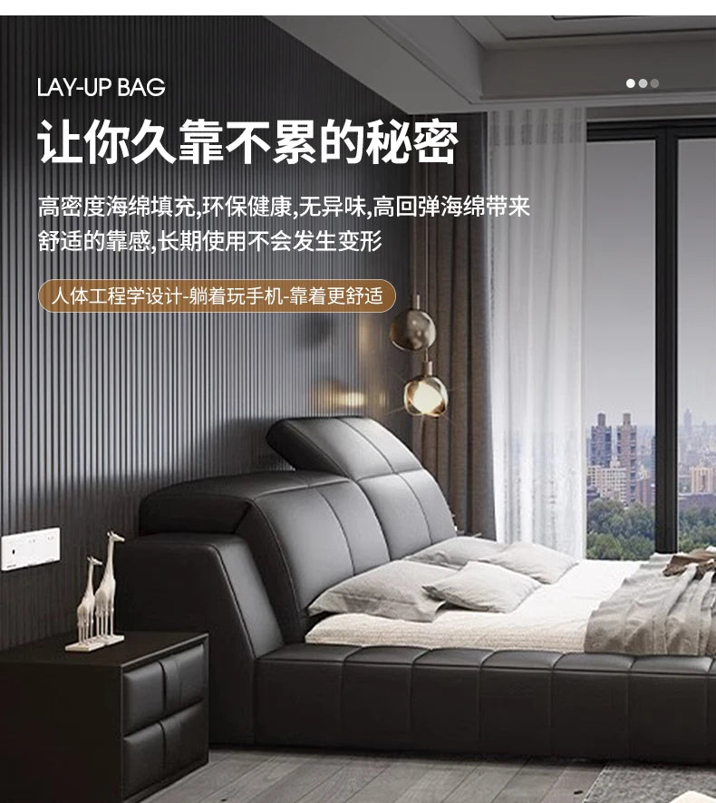 Tatami italiano de cuero Artificial de 180x200cm, cabecero alto, muebles de cama doble de lujo, juegos de cama con marco queen, muebles completos
