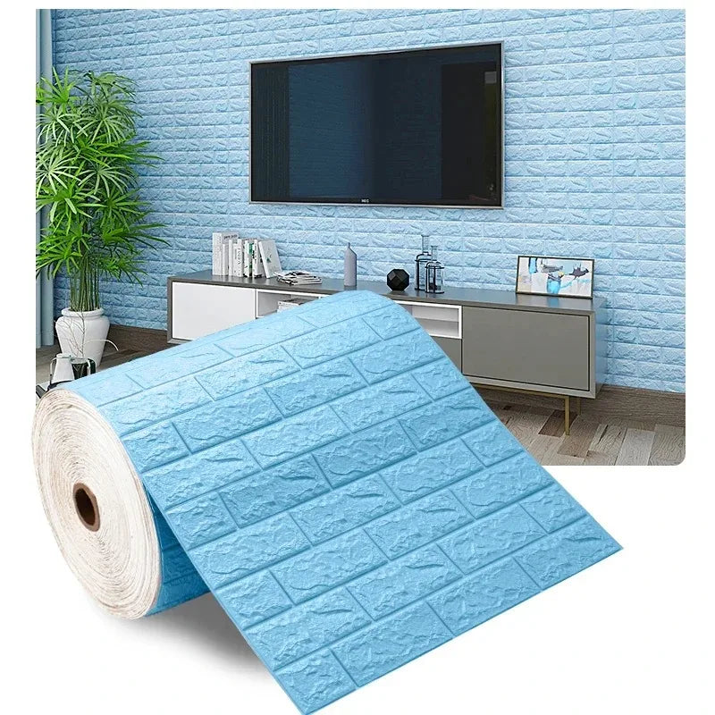 Papel tapiz autoadhesivo de 70cm x 10m, decoración de papel tapiz de ladrillo de espuma antigua, pegatina de pared 3D impermeable para sala de estar y dormitorio