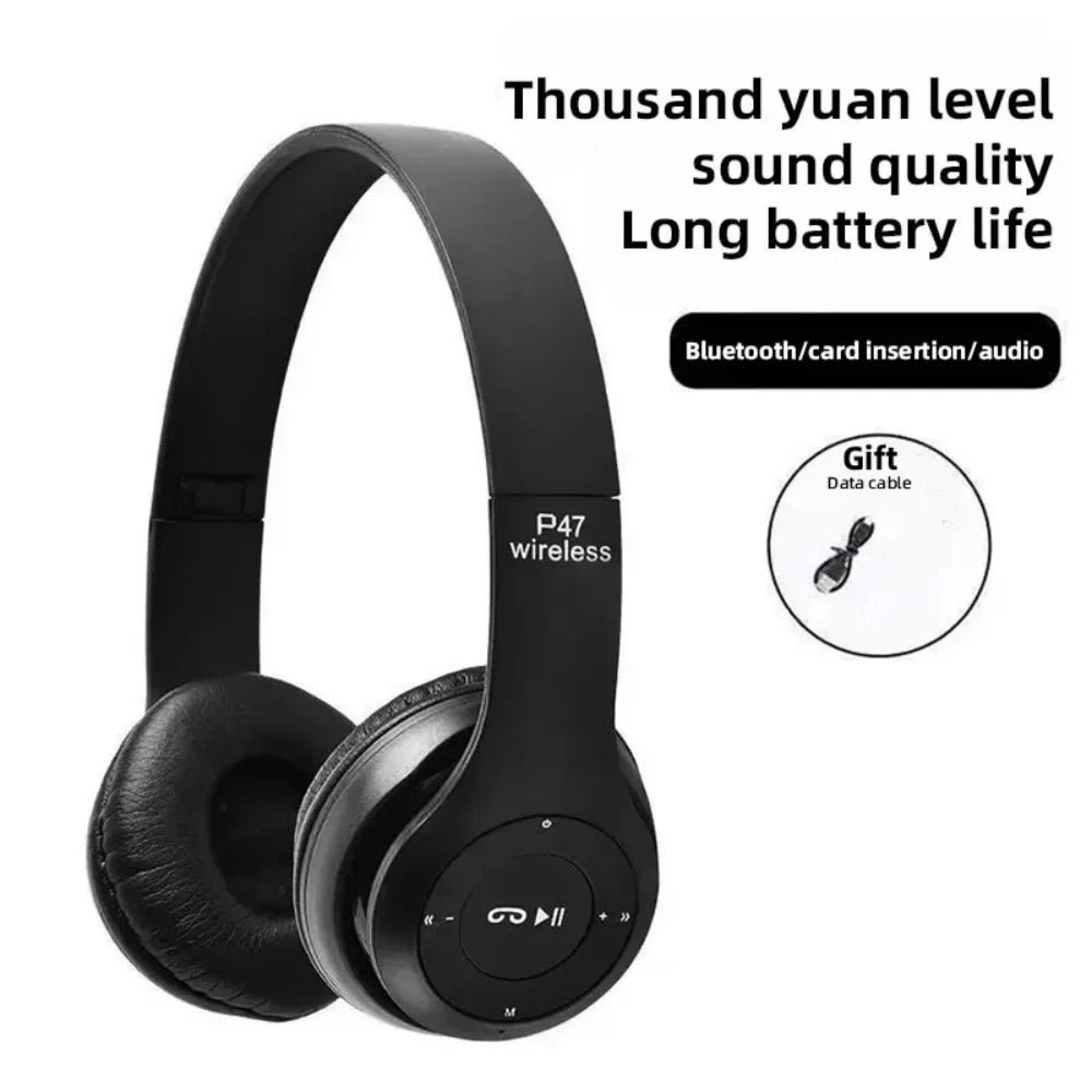 P47 auriculares inalámbricos Bluetooth 5,0 auriculares plegables estéreo HIFI bajo para música juegos chico chica auricular para teléfono inteligente