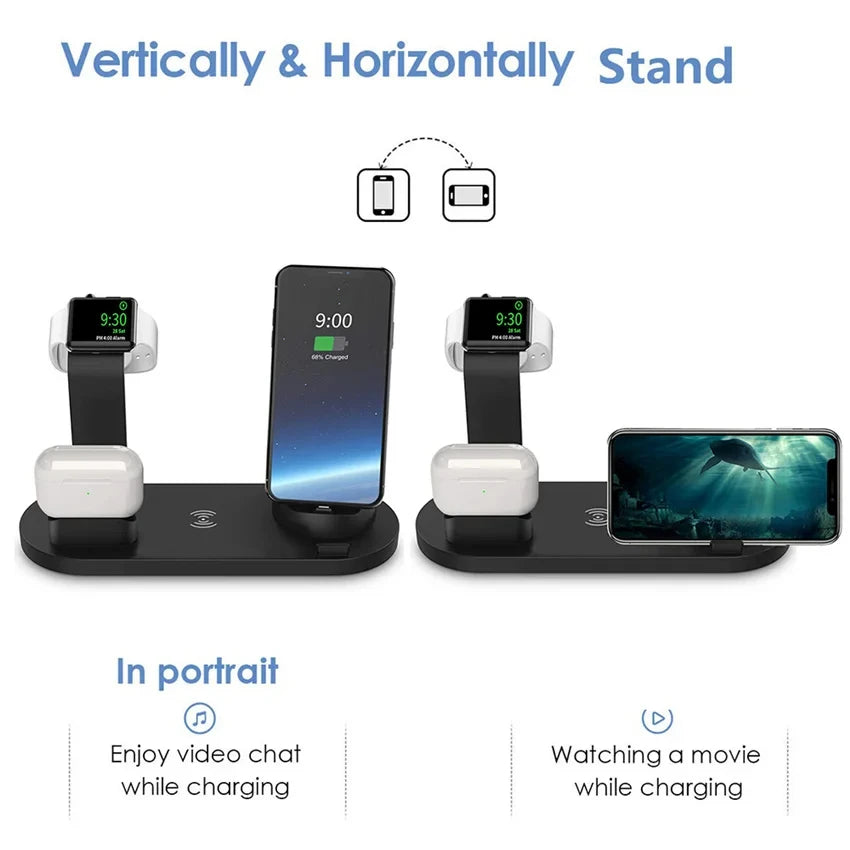 Estación de carga inalámbrica universal para iPhone17 16, 15, 14, 13, 12, 11 Pro Max/Pro/Mini/Plus y para AirPods Pro 2 - Carga rápida