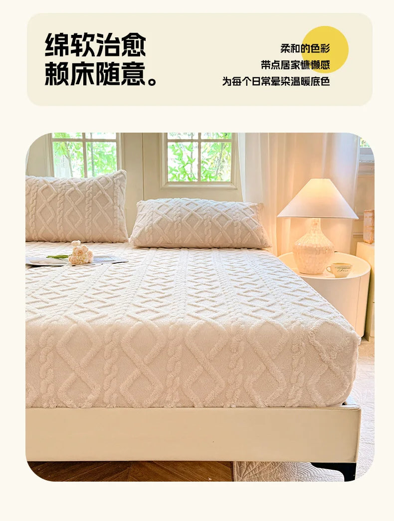 Sábana ajustable de lana Tafu de color sólido, funda protectora para colchón doméstico, antideslizante, de una sola pieza, sin funda de almohada, novedad de 2025