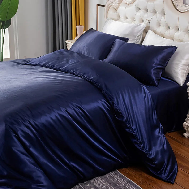 Juego de funda nórdica de cama, funda de edredón con textura suave y sedosa con bridas de esquina y cierre de cremallera, funda de almohada tipo sobre